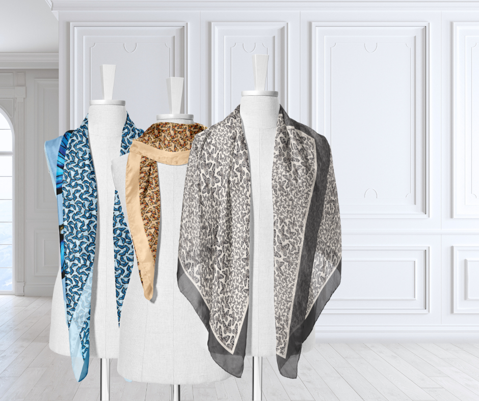 Blue Morpho Butterfly Oblong Scarf | Designed by J6R6